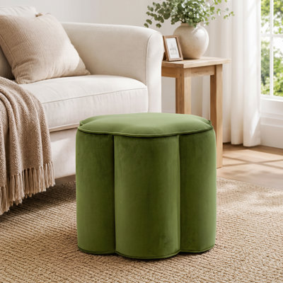 Thirza Petal-Shaped Upholstered Ottoman with Padded Top