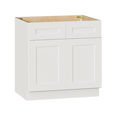 Armoire à évier en bois 36 po - blanc, 24 po de profondeur, armoire à 2 portes prête à assembler (RTA) pour la cuisine ou la salle de bain (comptoir non inclus)