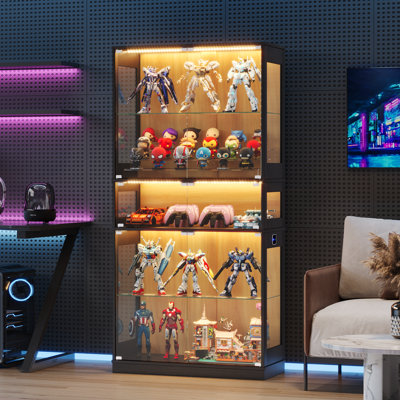 Vitrine moderne en verre avec tablettes réglables - idéale pour les objets de collection, les figurines et la décoration intérieure