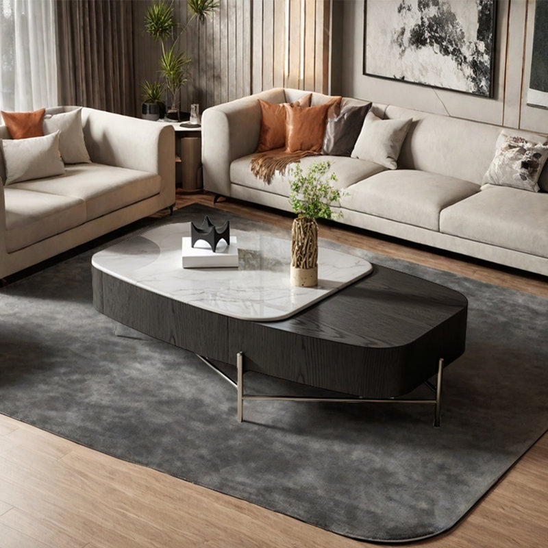 Simple microcrystalline stone coffee table