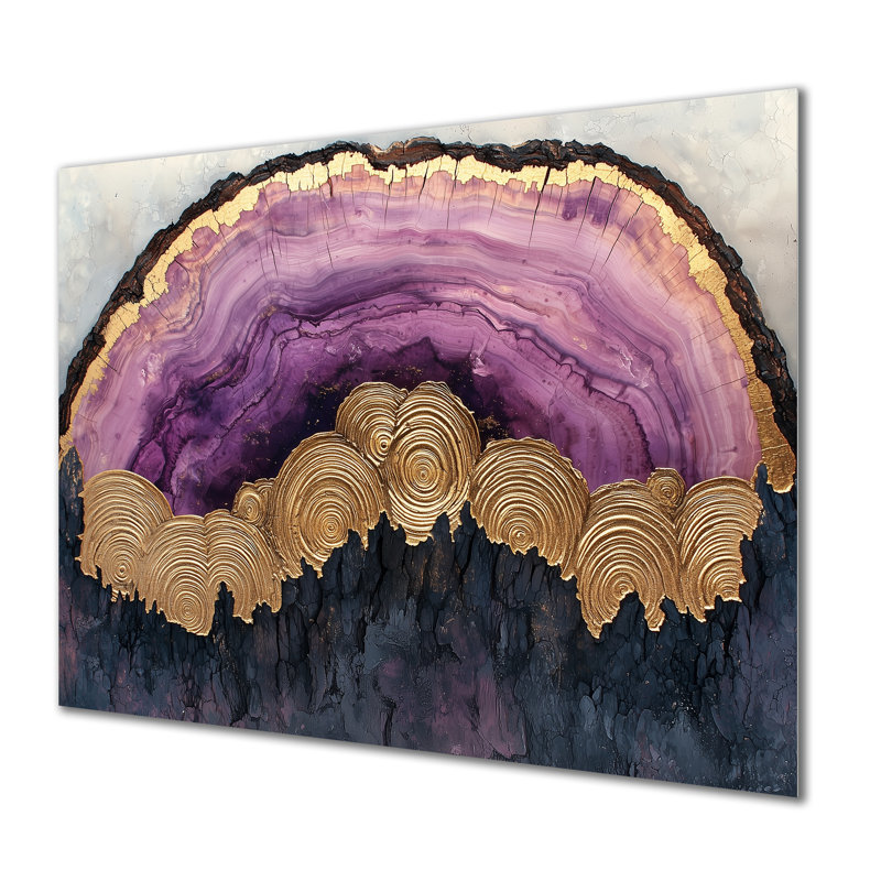 «Forest River of Amethyst Crystal III», impression métallique forêt, H 12 po x l 20 po