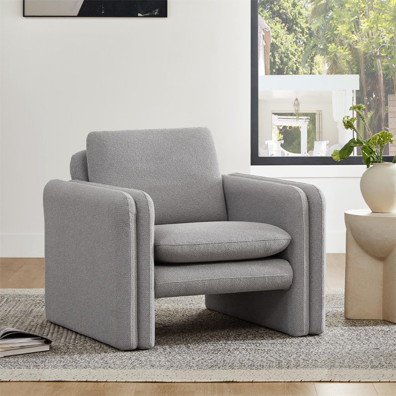 Fauteuil Arey, 100% polyester gris