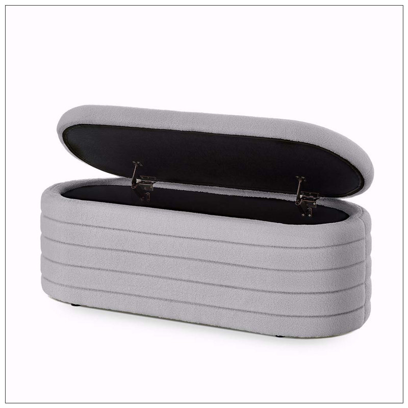 Banc de rangement moderne avec repose-pieds ovale, Grey