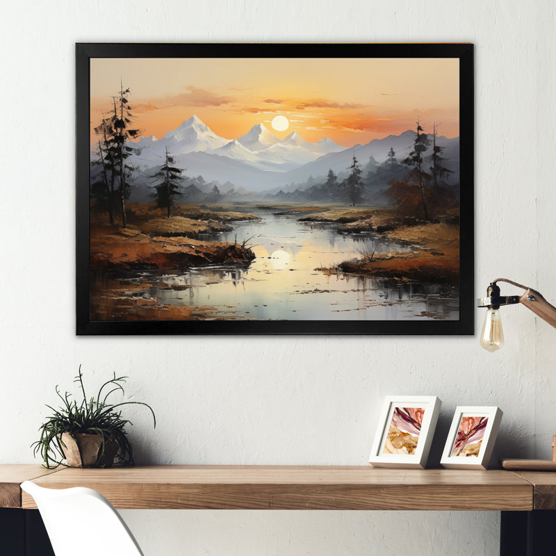 Sunset River Retreat - Landscapes Canvas Prints, H 24 po x l 32 po x P 1 po, Cadre photo noir