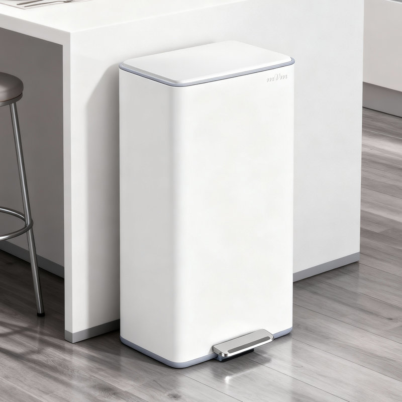 Poubelle en acier inoxydable (blanc) Mvm Kitchen, Blanc