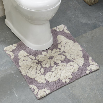 Tapis pour salle de bain 100% coton Chemash 1885 GSM, envers en latex antidérapant, doux et absorbant, 20 po x 20 po, gris