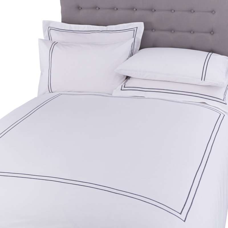 Durazo No Pattern Duvet Cover Set with Pillowcases, Single - 1 Standard Pillowcase, White/Grey