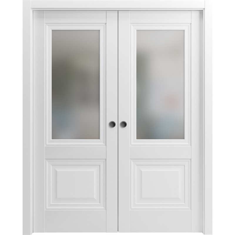 Portes blanches à panneau coulissant Lucia, 84 po x 80 po