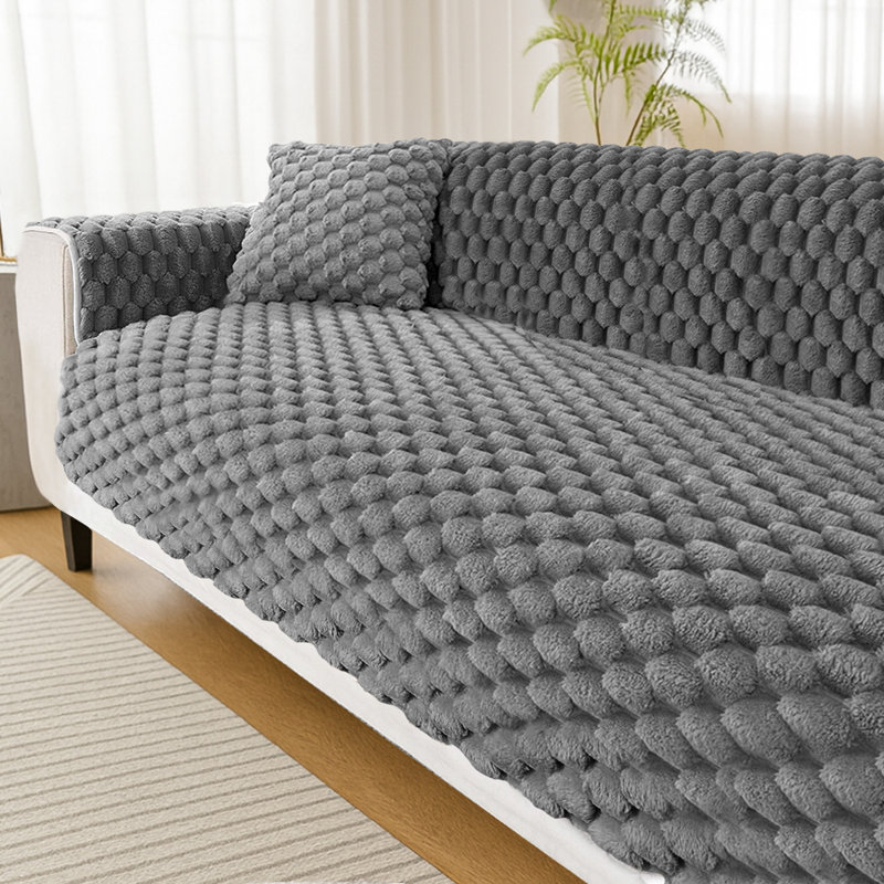 Luxury Chunky Popcorn Thermal Sofa Protector, 3 Seater, Charcoal