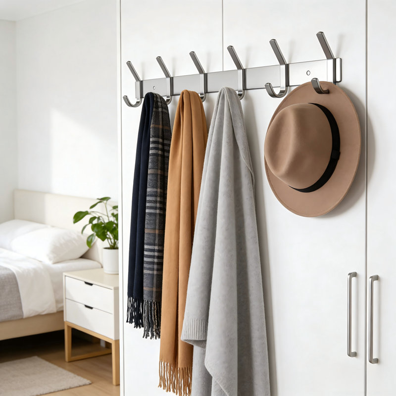 Wall-Mounted Coat Rack – Stainless Steel Hook Rail With Robust Heavy-Duty Hooks – Wall-Mounted Clothing Hanger For Entryway, Bathroom, Bedroom, Towel And Hat Storage Organizer