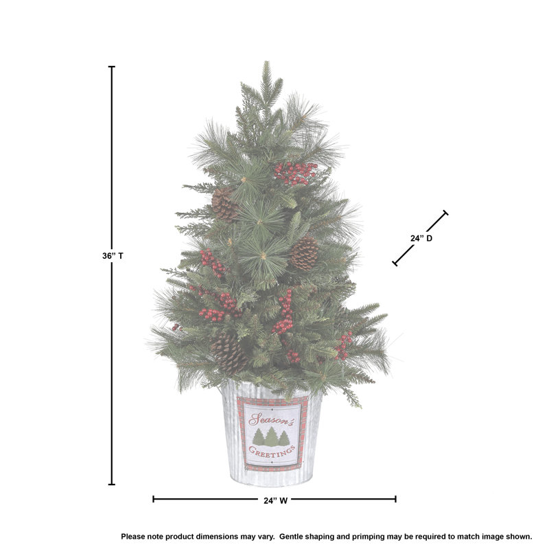 3' Potted Berry And Mix Greens Tree