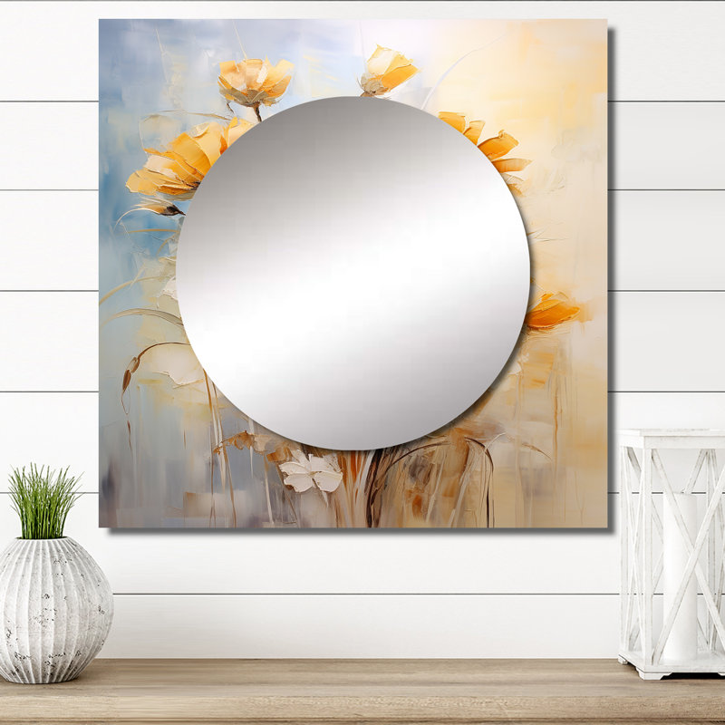 Flurim - Floral & Botanical Square Mirror Wall Art For Bathroom, 23" x 23"