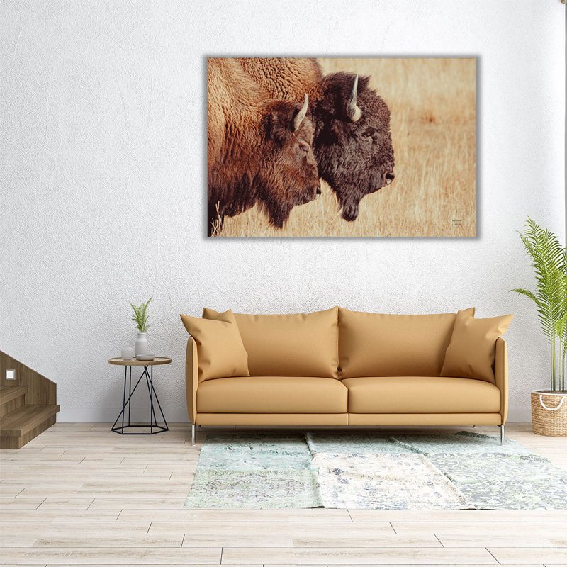 Bison Pair - Canvas Print Wall Art, 32" H x 48" W