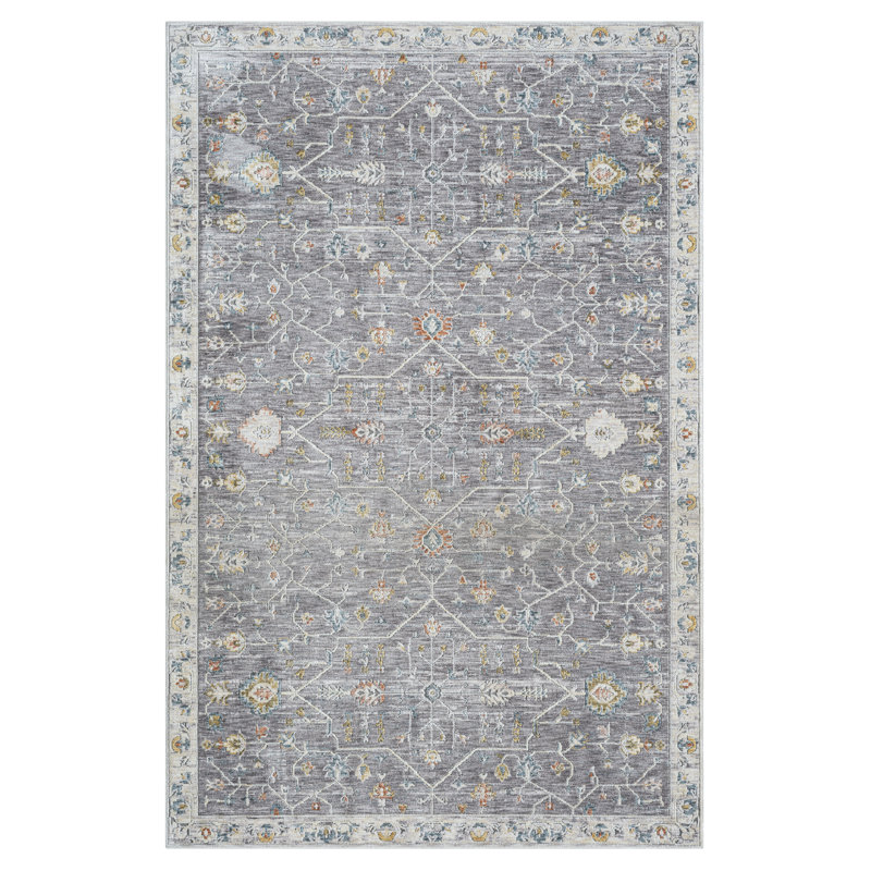 Jolene Oriental Performance Area Rug in Gray/Ivory, Rectangle 2' x 3'