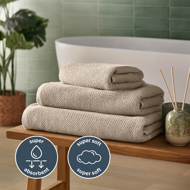 Silentnight Popcorn Waffle Pure Cotton Towels, Cream, Bath Towel - 1 Piece