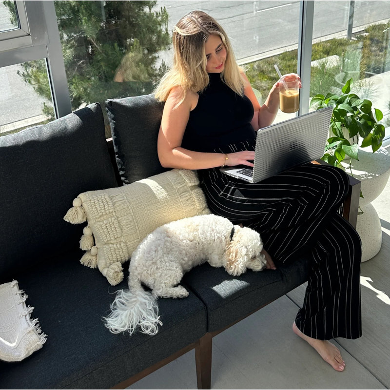 Chaise de patio avec coussins Rooney, Gris foncé, Noyer