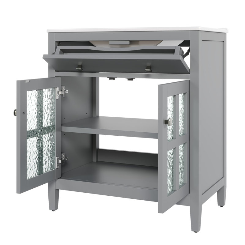 Meuble-lavabo moderne avec lavabo Sleek & Chic, Gris