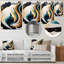 Bleu et or, art moderne abstrait peinture III - décoration murale moderne en métal-919016794