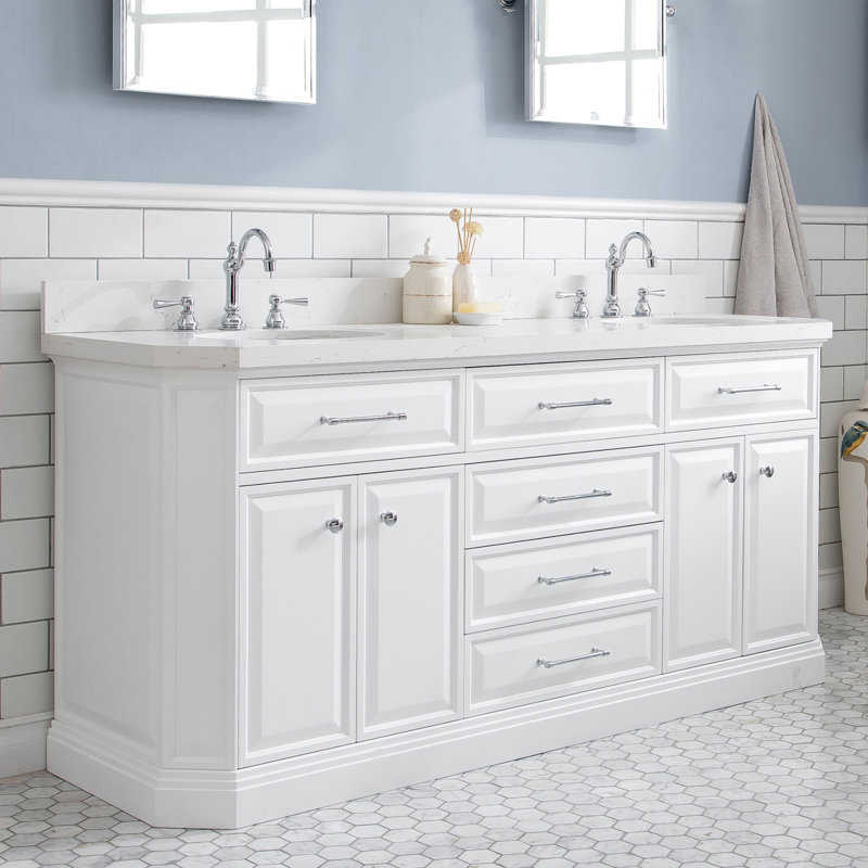 Palace 72'' W Double Vanity, Pure White, Polished Chrome