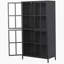 Armoire de rangement en métal noir de qualité supérieure avec portes en verre trempé et tablettes réglables