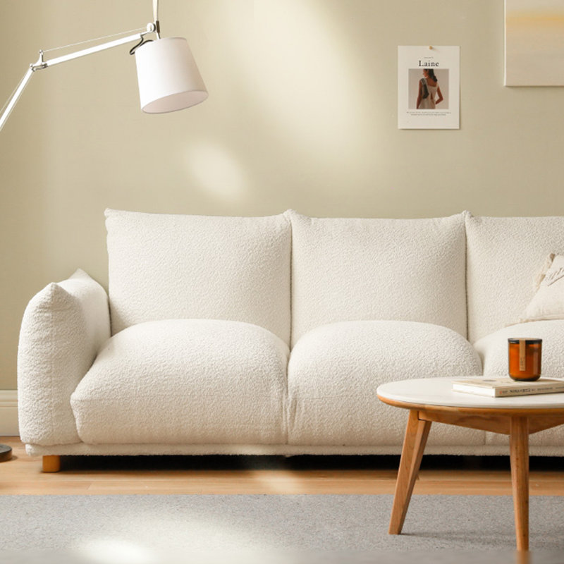 Canapé en tissu Wabi-Sabi, Blanc, H 28,34 po x l 102,36 po x P 37 po