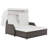 Double Sun Lounger Patio 2-Person Sun Lounger with Canopy Poly Rattan-1645588106