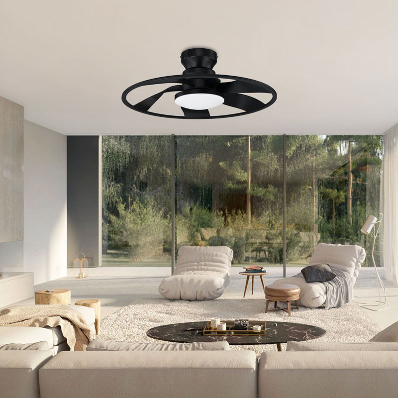 Ventilateur de plafond intérieur 22 po noir sans lame intelligent avec lumière, WiFi / Alexa / télécommande