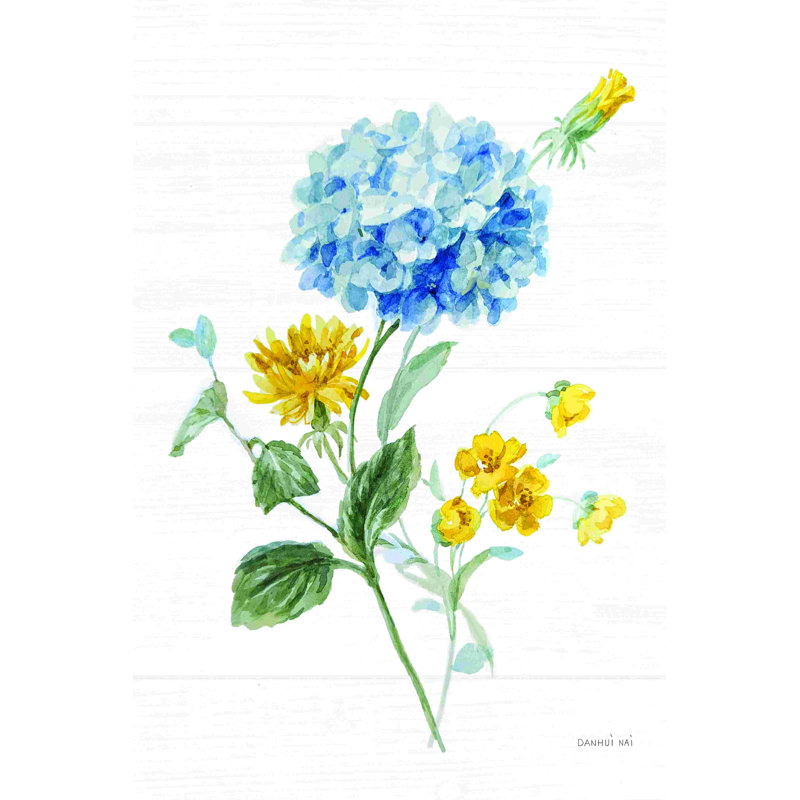 «Bees And Blooms Flowers III» par Danhui Nai - reproduction d'art sur toile tendue, H 30 po x l 20 po