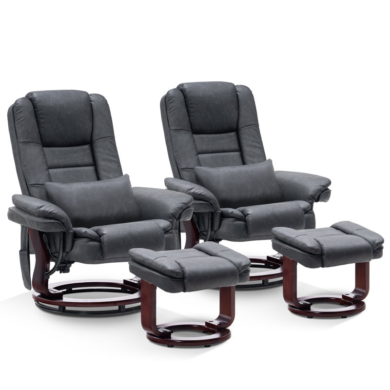 Fauteuil inclinable électrique pivotant avec repose-pieds Jamillah, pivotant sur 360 degrés, Similicuir gris foncé