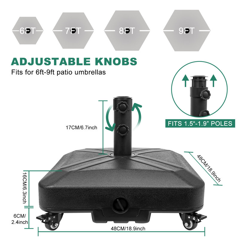 125 Lb. Free Standing Umbrella Base with Wheels