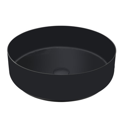 Lavabo de salle de bain vasque circulaire en acier inoxydable noir