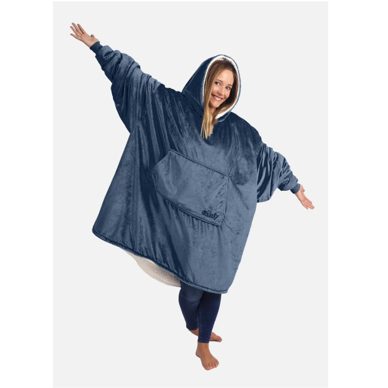 The Comfy Original Microfiber Wearable Blanket Hoodie w/ Pocket, 2.8, Blue