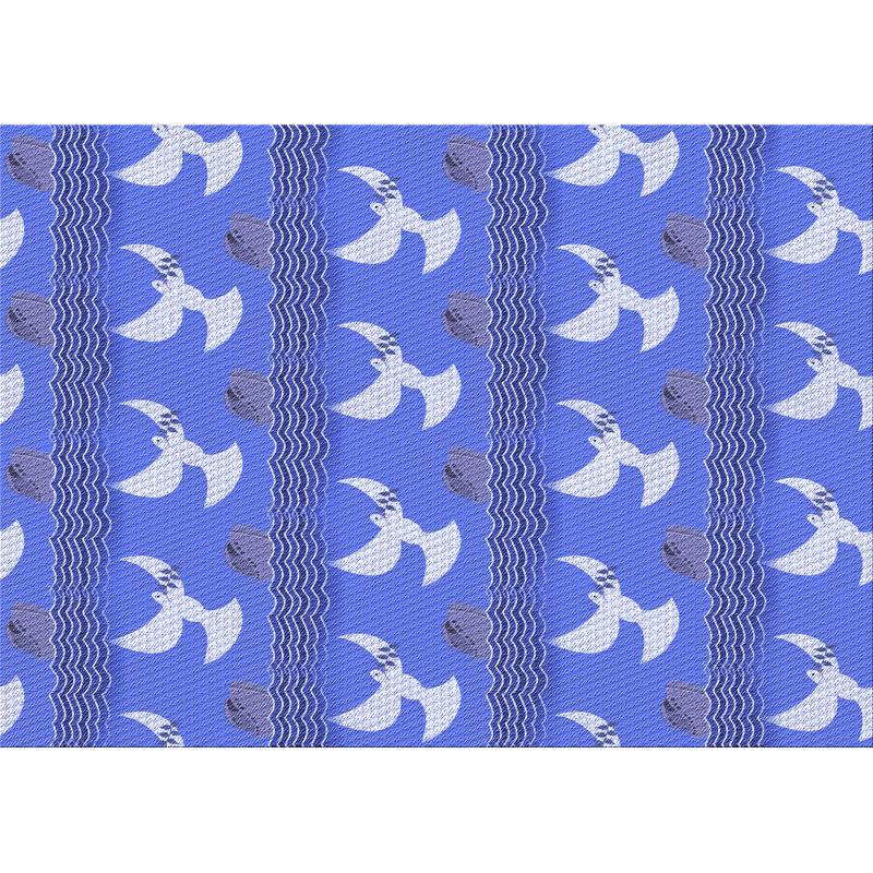 Tapis 100% à motifs lavables à la machine 2989 WSH-PAT3086-BLU, Rectangle 8 pi x 10 pi