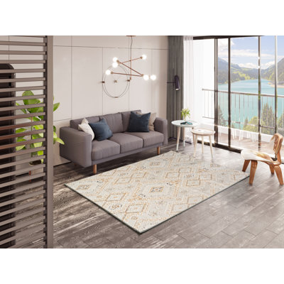 Vishwakarma Geometric Machine Woven / Power Loomed Area Rug