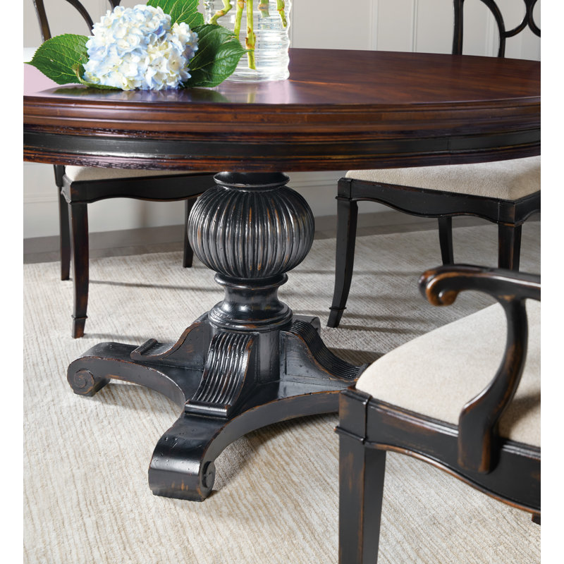 Charleston Black and Brown Reclaimed Wood Round Extendable Dining Table