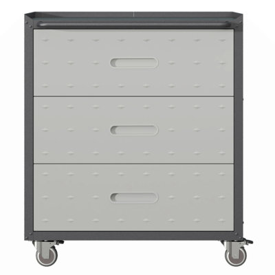 Metal Storage Cabinet With Wheels - 3 Drawer Tool Cabinet For Garage, Office, And Organizer Solutions
