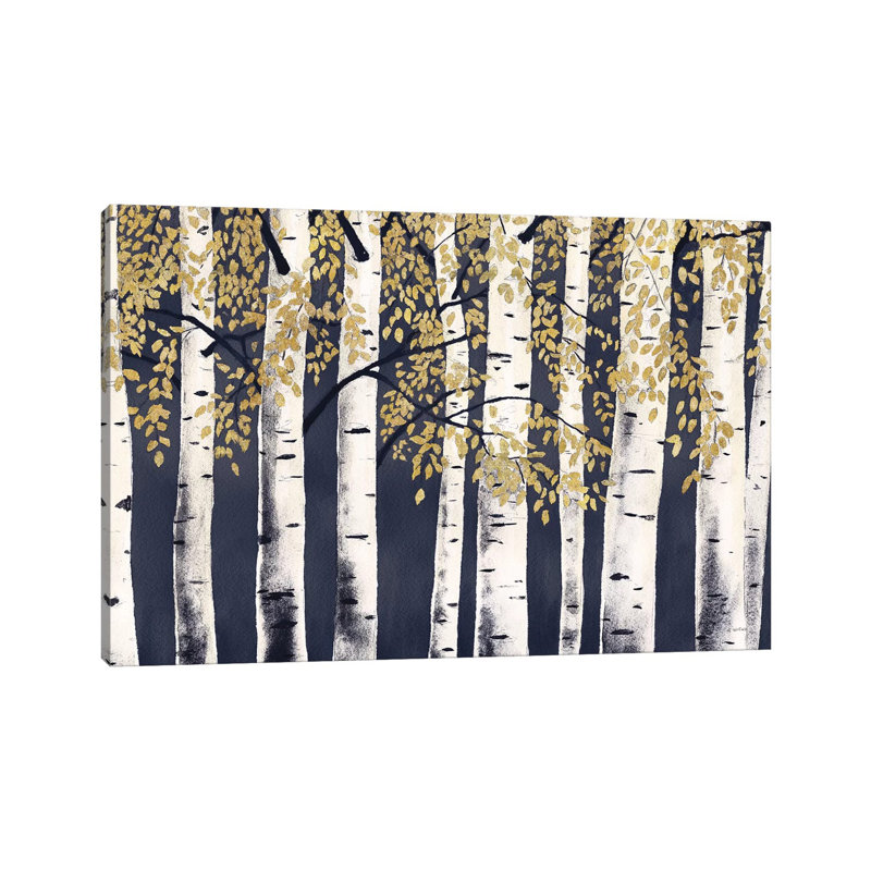 «Fresh Forest Indigo Gold» par James Wiens - reproduction d'art sur toile tendue, H 18 po x l 26 po x P 1,5 po