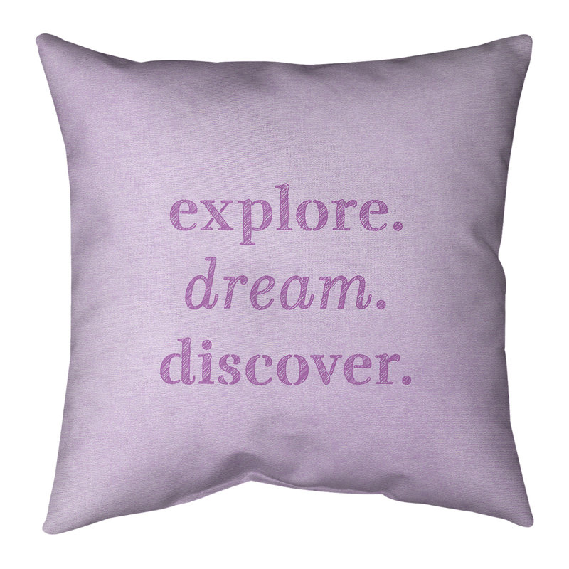 Coussin de recherche de rêve à l’exploration à la main, 20 po x 20 po, Violet