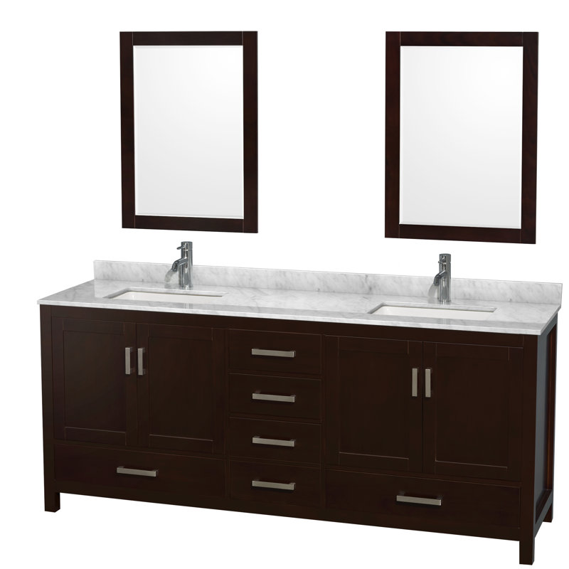 Sheffield 79" Double Bathroom Vanity Base Only, Espresso