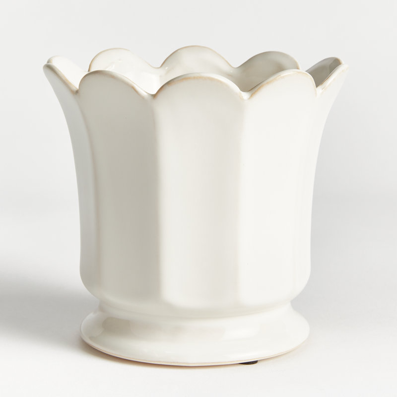 Conservatory Footed Ceramic Pot Planter, 5.51" H x 6.1" W x 6.1" D, White