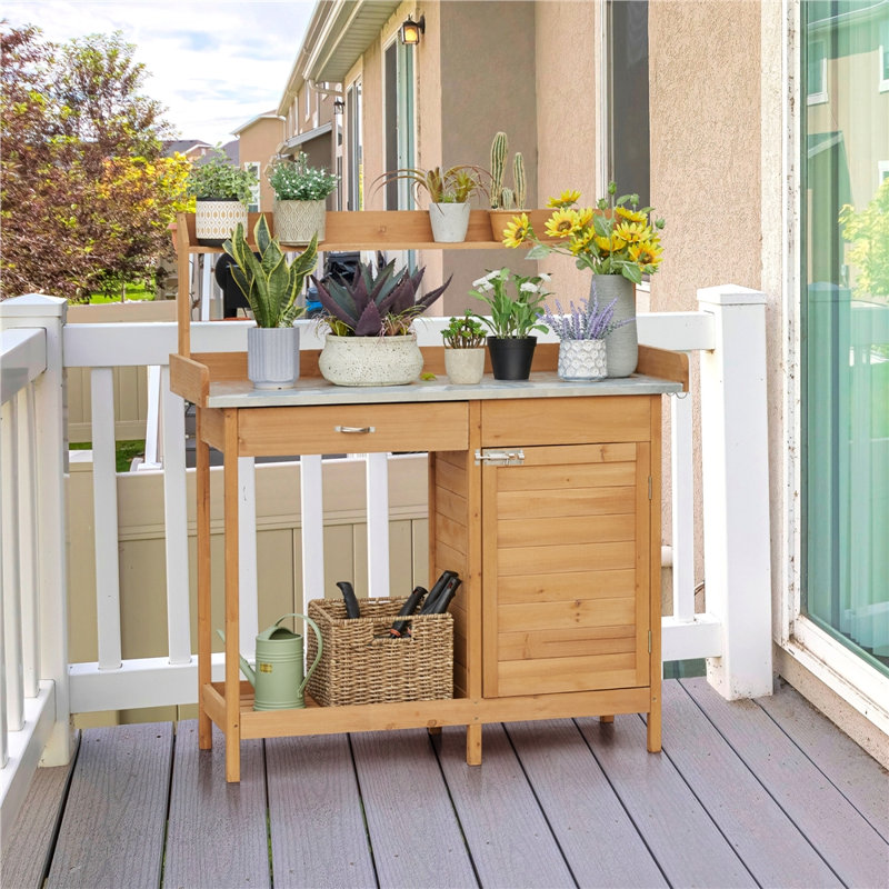 Table de travail en métal pour l'extérieur, Naturel