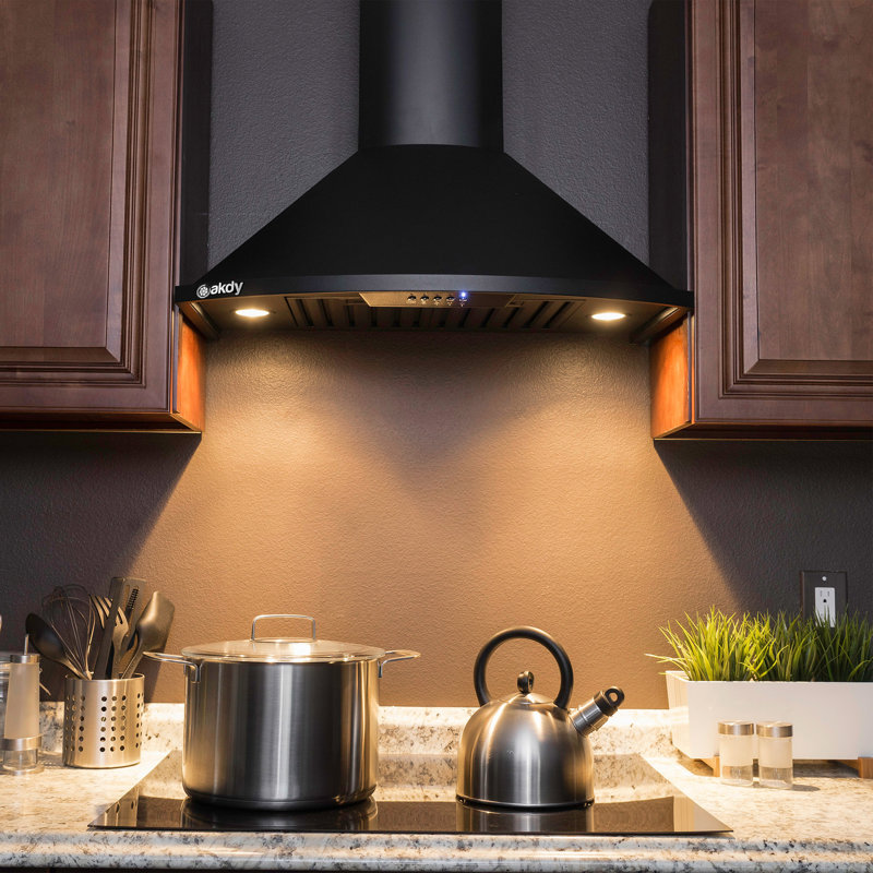 30-Inch Black Stainless Steel Convertible Wall Mount Range Hood