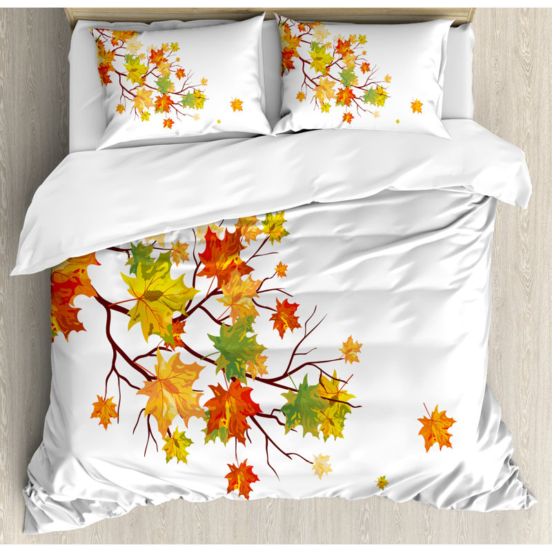 Queen Size Fall Maple Leaves Duvet Cover Set