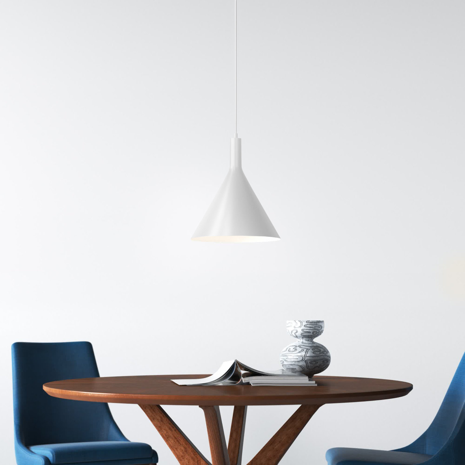 Laroche Dimmable Dome Single Light Pendant, 12.5" H x 7.75" W x 7.75" D, Matte White