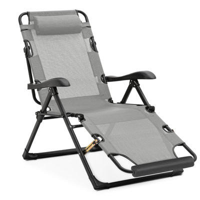 Petulah Outdoor Folding Lounge Chair Recliner, Extra Wide Reclining Chair with Adjustable Backrest by Arlmont & Co.