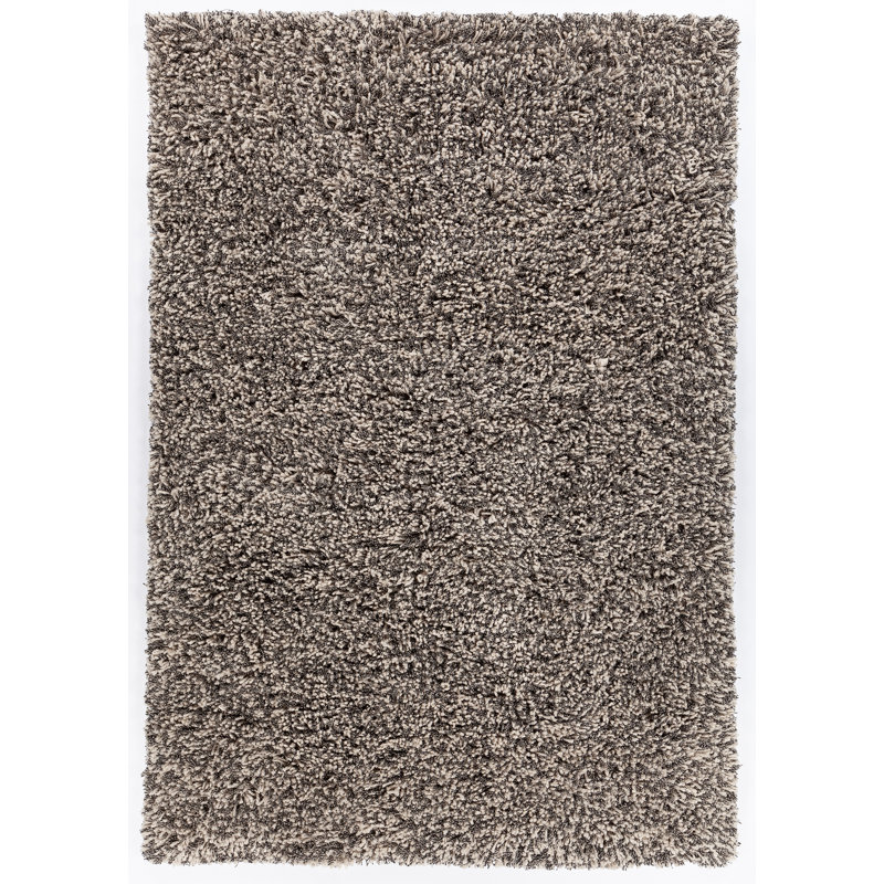 Tapis poils longs zone grise fait main Jim, Rectangle 5 pi x 7 pi 6 po