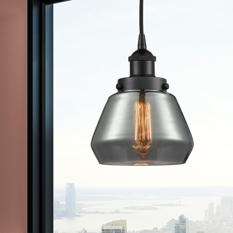 Luminaire suspendu conique à 1 lumière Cahn, Brun, Noir mat