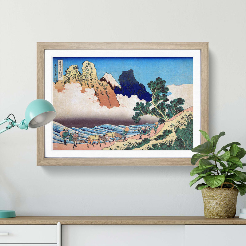 Mt. Fuji from the Minobu River by Katsushika Hokusai - Picture Frame Painting Print, 27cm H x 36cm W x 2cm D, Oak Framed
