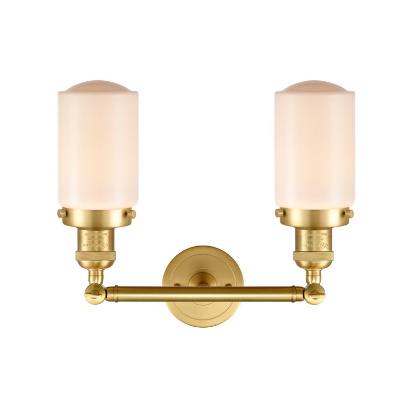 Éclairage pour salle de bain 2 lumières Saroyan, Blanc mat, Ampoule DEL rétro de 3,5 watts, Or satiné