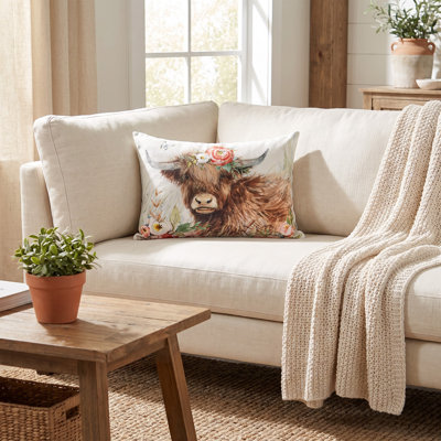 Oreiller rectangulaire en polyester blanc et brun 18 po x 13 po Manual Woodworkers & Weavers